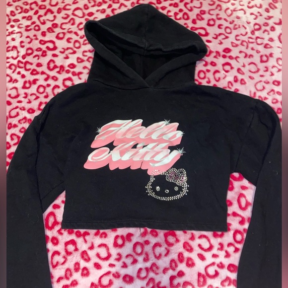 Hello Kitty | Sweaters | Hello Kitty Rhinestones Cropped Hoodie | Poshmark